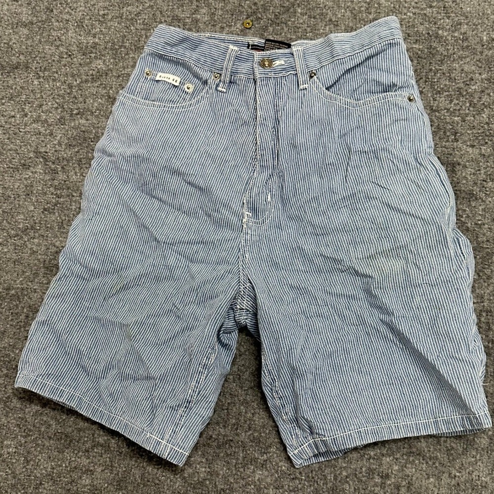 Route 66 Shorts Womens Size 5/6 Blue Hickory Stripe Relaxed Fit Cotton Denim